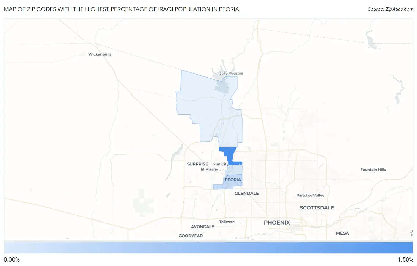 Zip Codes with the Highest Percentage of Iraqi Population in Peoria Map
