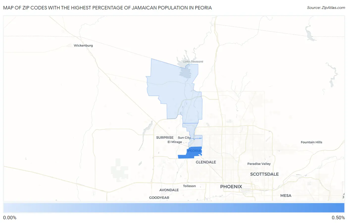 Zip Codes with the Highest Percentage of Jamaican Population in Peoria Map