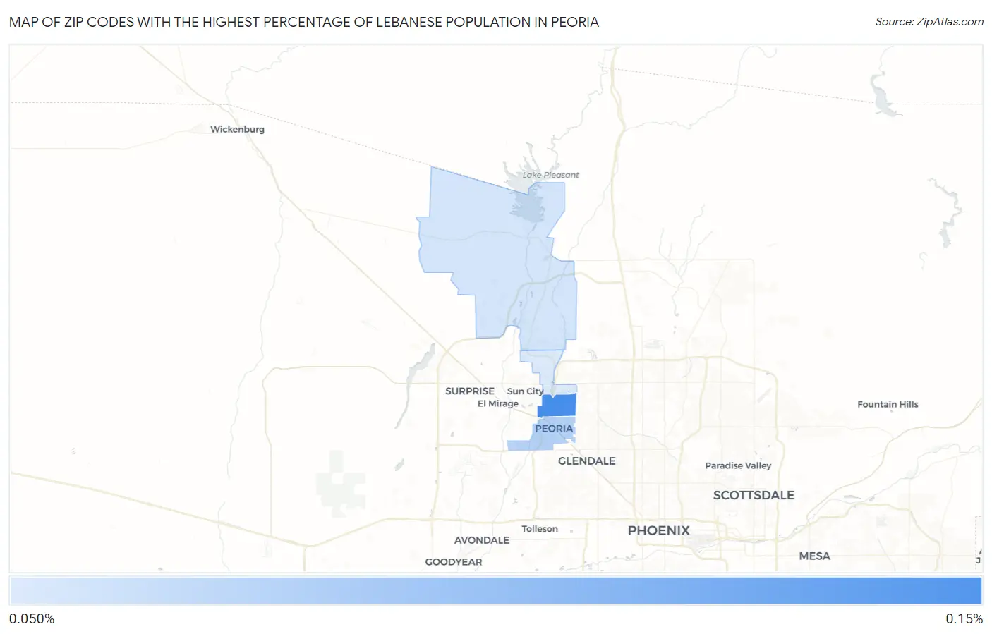 Zip Codes with the Highest Percentage of Lebanese Population in Peoria Map
