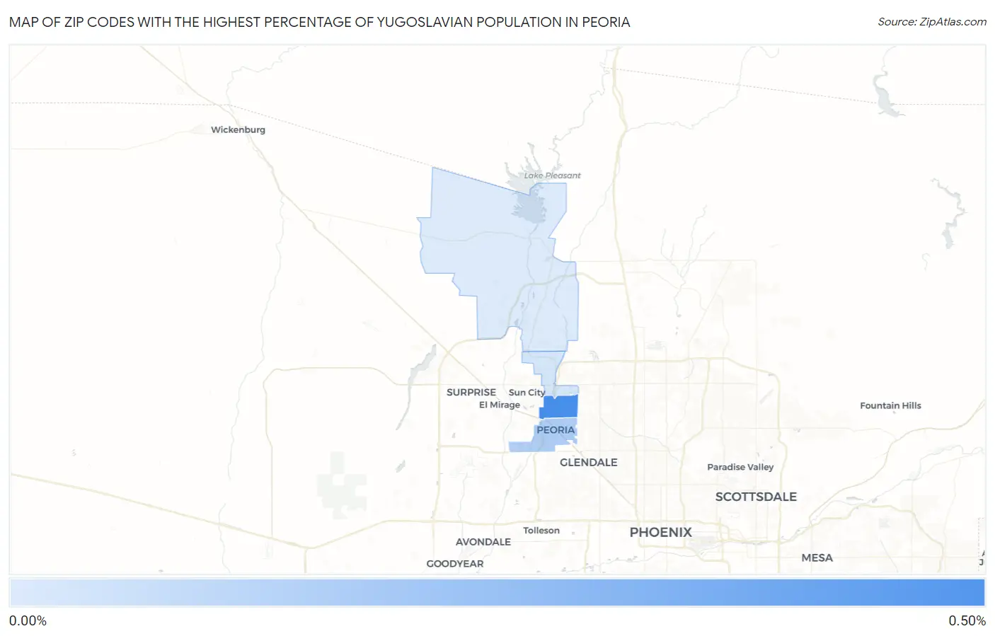 Zip Codes with the Highest Percentage of Yugoslavian Population in Peoria Map