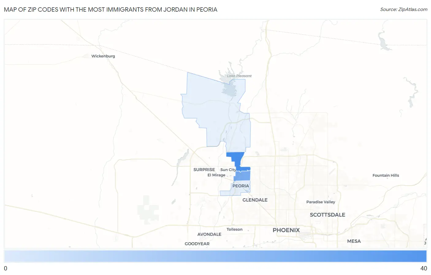 Zip Codes with the Most Immigrants from Jordan in Peoria Map