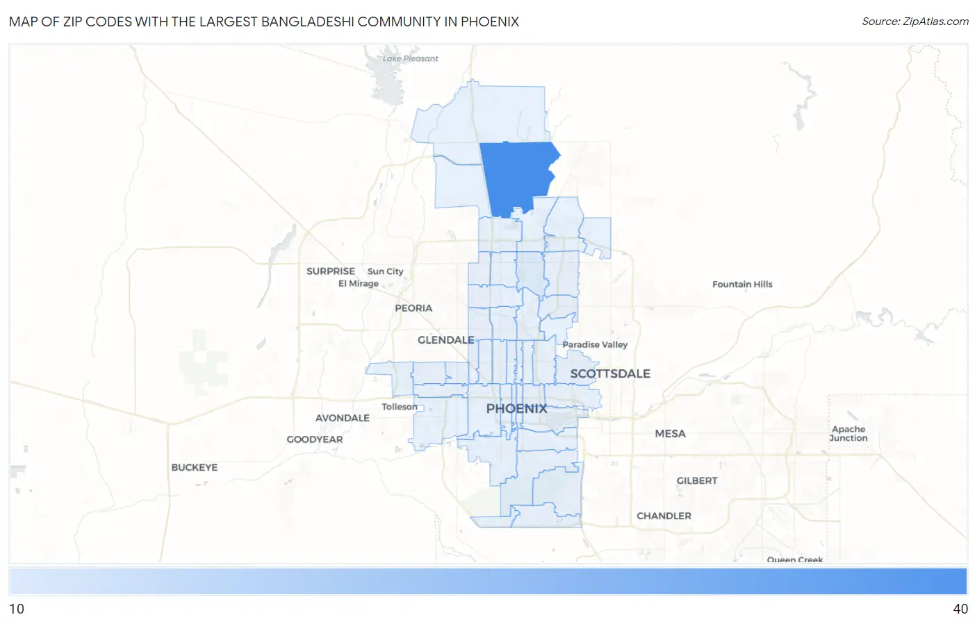 Zip Codes with the Largest Bangladeshi Community in Phoenix Map