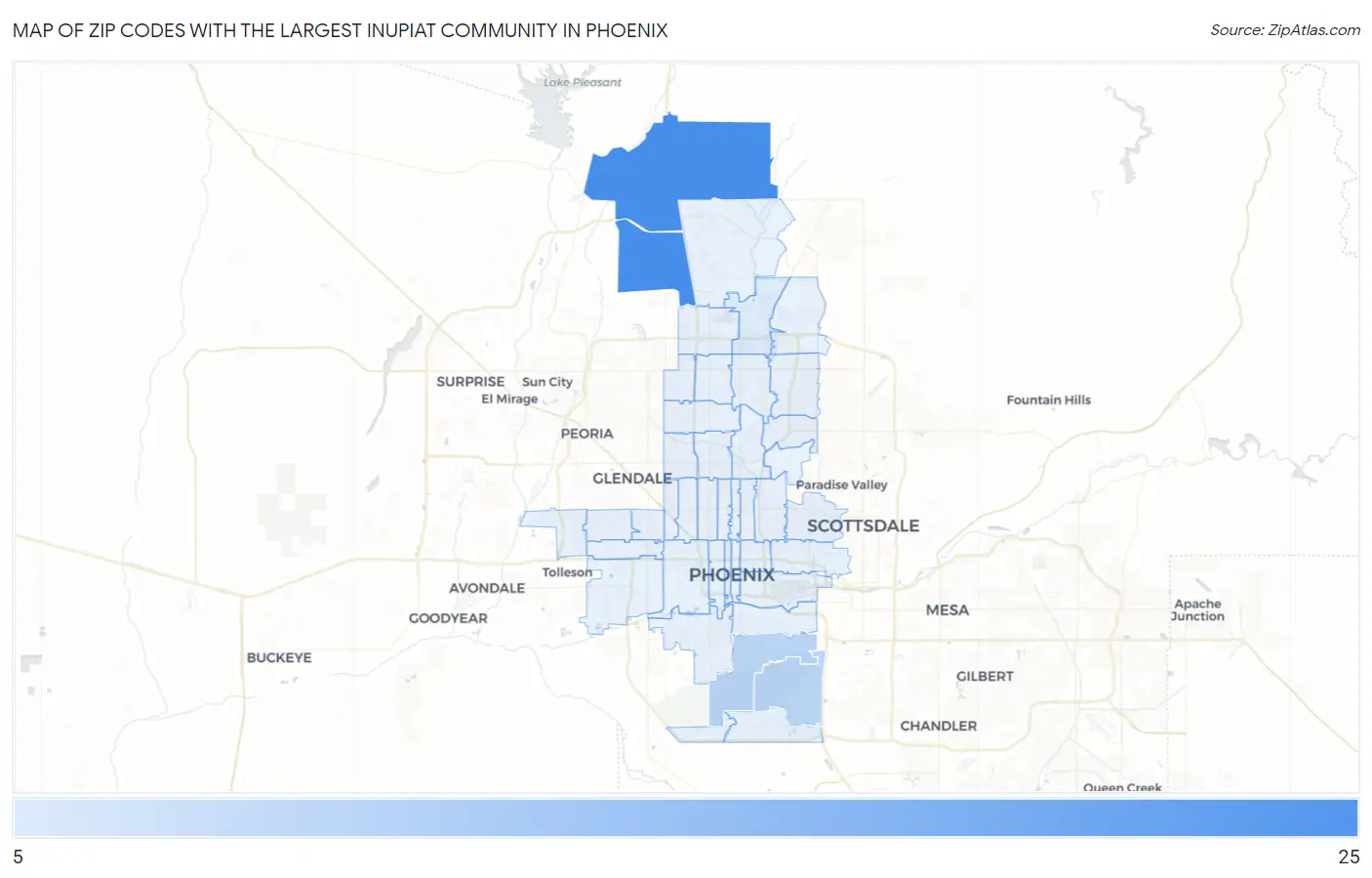 Zip Codes with the Largest Inupiat Community in Phoenix Map
