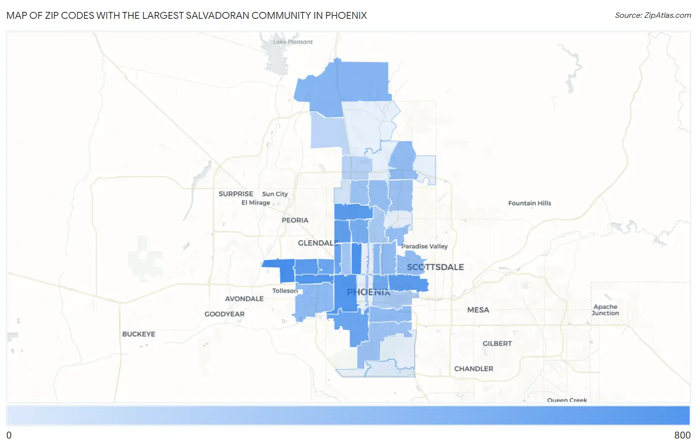 Zip Codes with the Largest Salvadoran Community in Phoenix Map