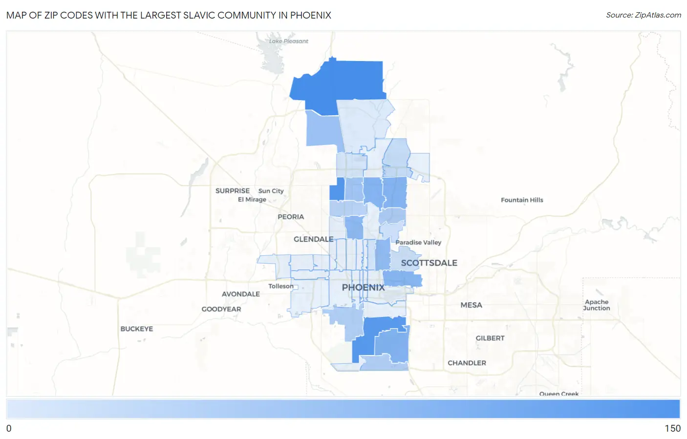 Zip Codes with the Largest Slavic Community in Phoenix Map