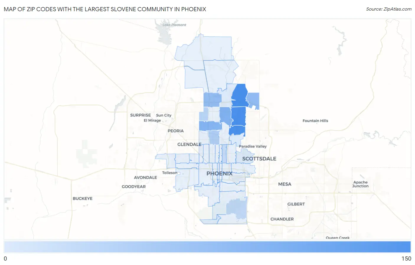 Zip Codes with the Largest Slovene Community in Phoenix Map