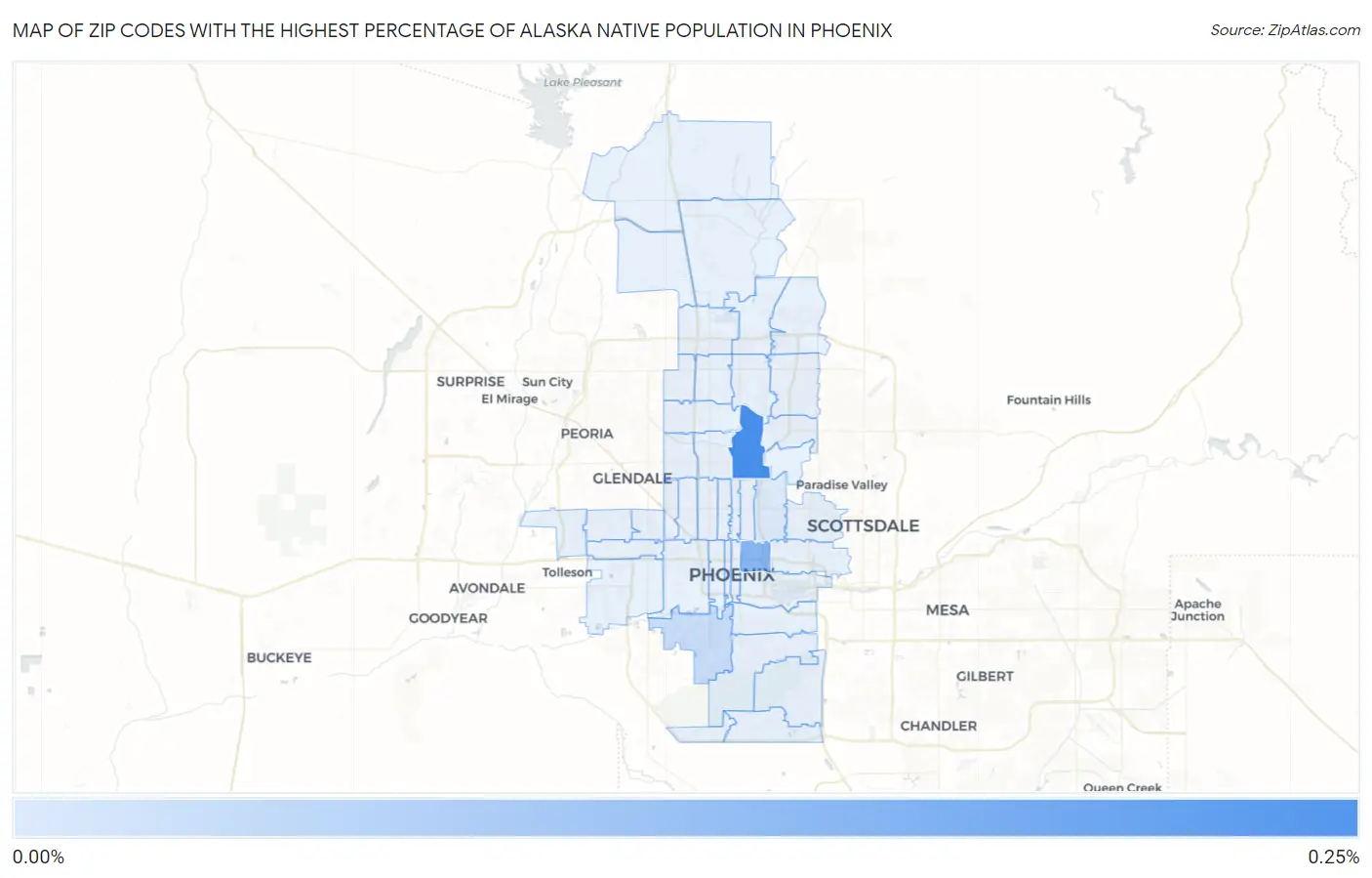 Zip Codes with the Highest Percentage of Alaska Native Population in Phoenix Map