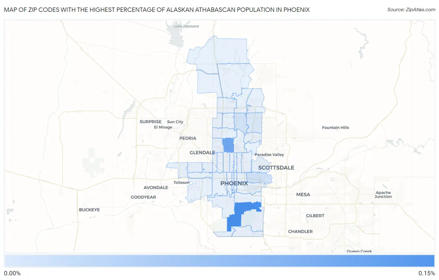 Zip Codes with the Highest Percentage of Alaskan Athabascan Population in Phoenix Map
