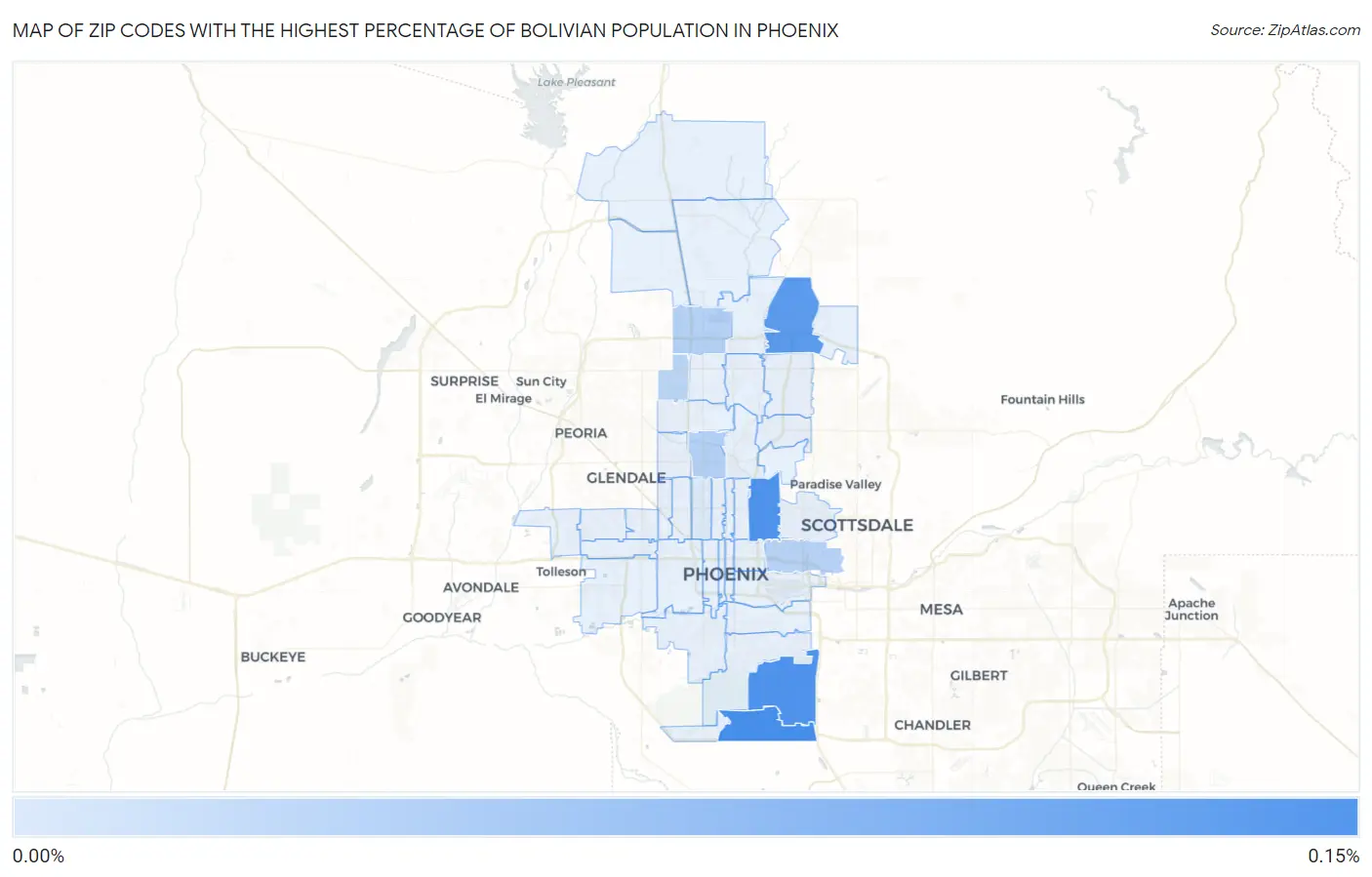 Zip Codes with the Highest Percentage of Bolivian Population in Phoenix Map
