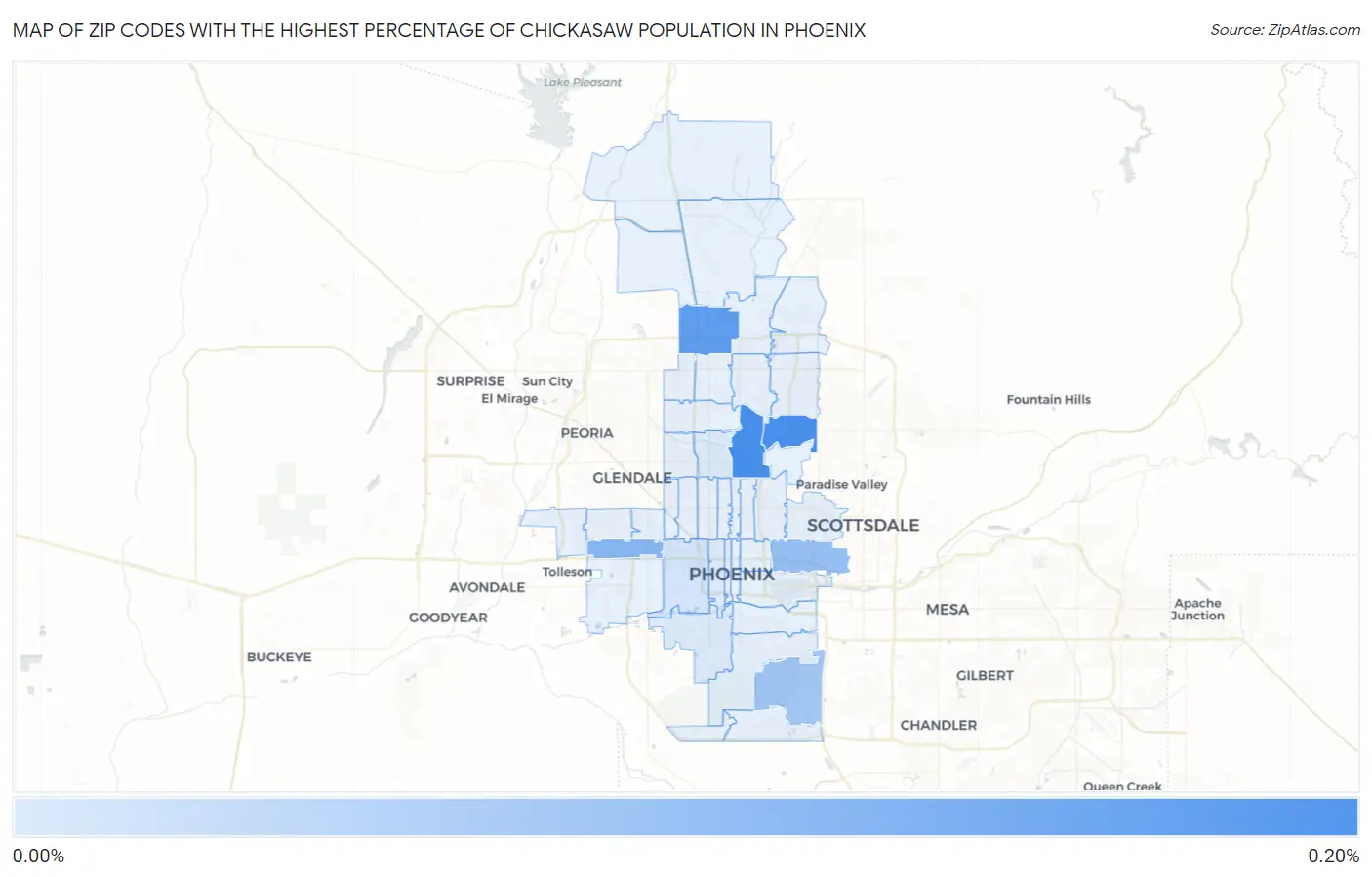 Zip Codes with the Highest Percentage of Chickasaw Population in Phoenix Map