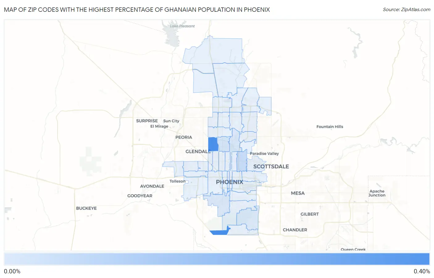 Zip Codes with the Highest Percentage of Ghanaian Population in Phoenix Map