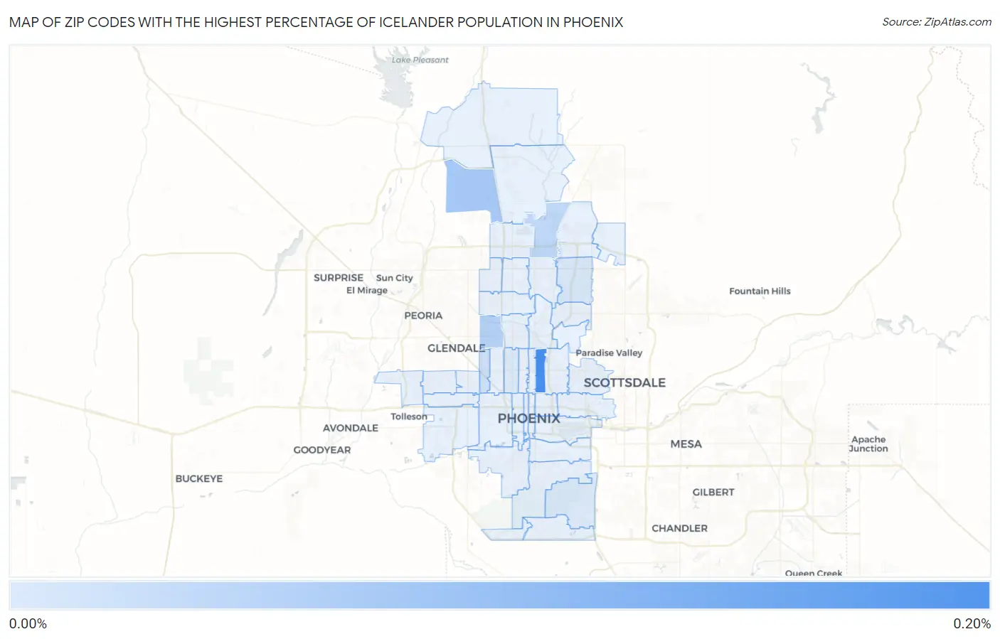 Zip Codes with the Highest Percentage of Icelander Population in Phoenix Map