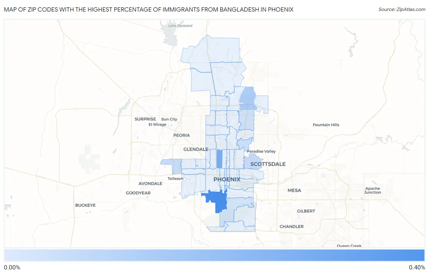 Zip Codes with the Highest Percentage of Immigrants from Bangladesh in Phoenix Map