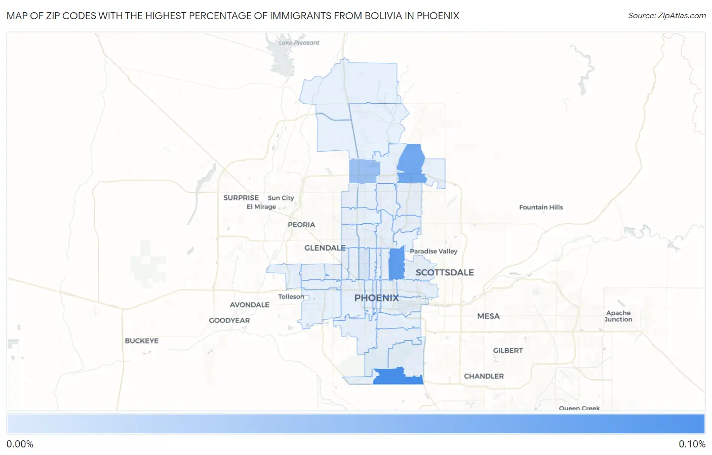 Zip Codes with the Highest Percentage of Immigrants from Bolivia in Phoenix Map
