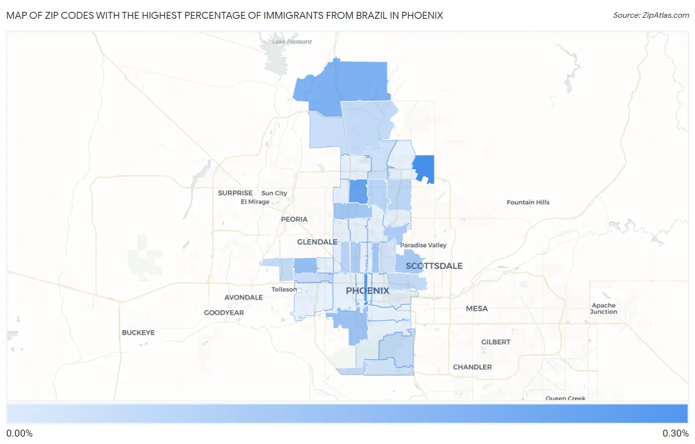 Zip Codes with the Highest Percentage of Immigrants from Brazil in Phoenix Map