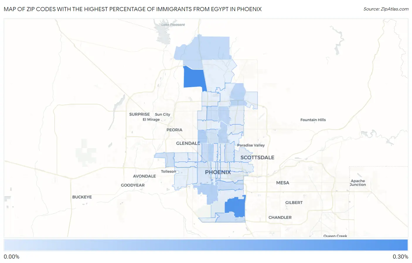 Zip Codes with the Highest Percentage of Immigrants from Egypt in Phoenix Map
