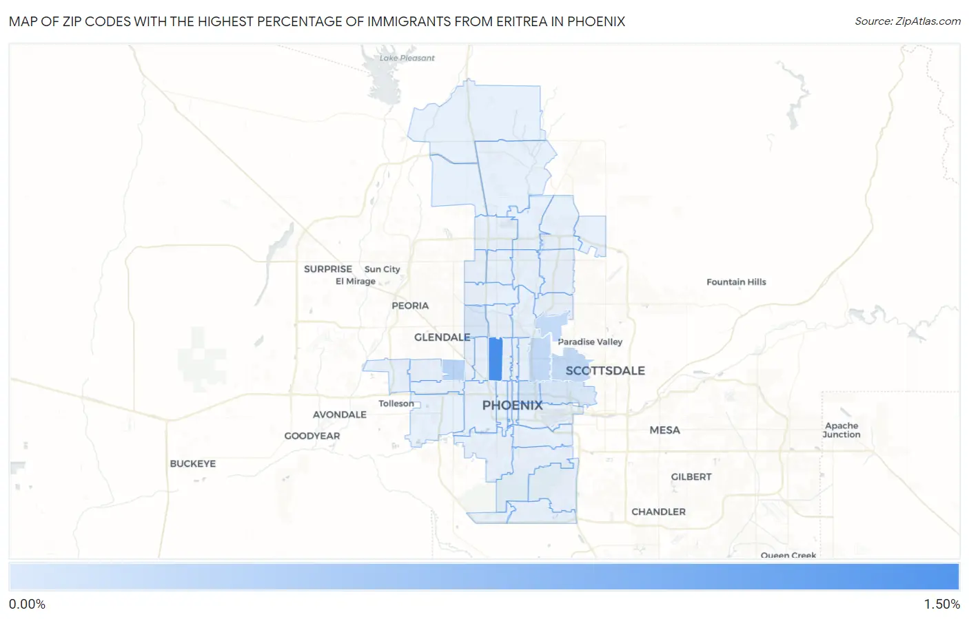 Zip Codes with the Highest Percentage of Immigrants from Eritrea in Phoenix Map