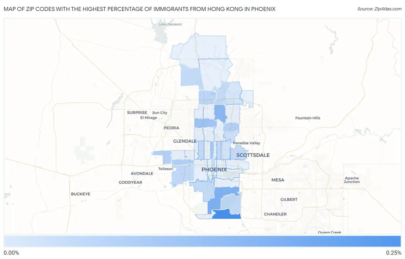 Zip Codes with the Highest Percentage of Immigrants from Hong Kong in Phoenix Map