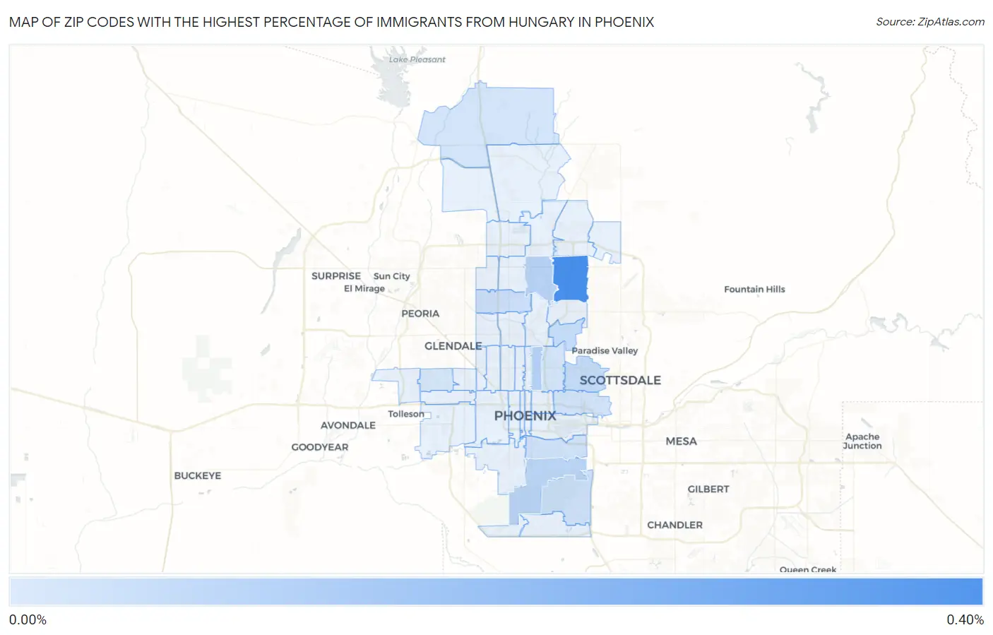 Zip Codes with the Highest Percentage of Immigrants from Hungary in Phoenix Map
