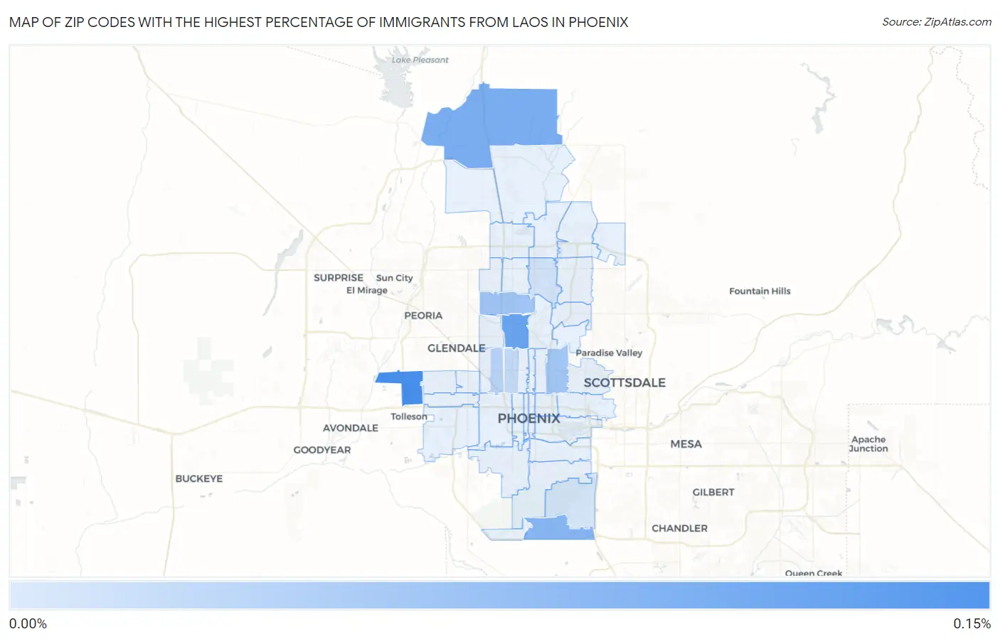 Zip Codes with the Highest Percentage of Immigrants from Laos in Phoenix Map