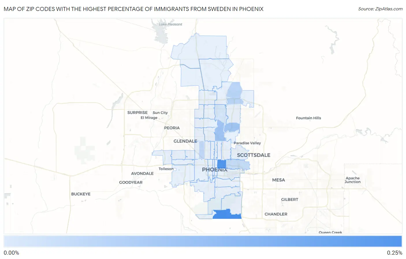 Zip Codes with the Highest Percentage of Immigrants from Sweden in Phoenix Map
