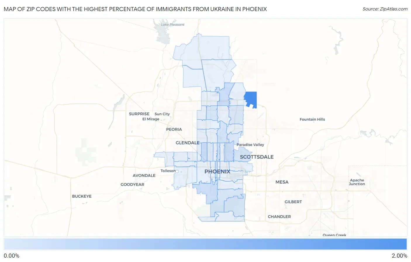 Zip Codes with the Highest Percentage of Immigrants from Ukraine in Phoenix Map