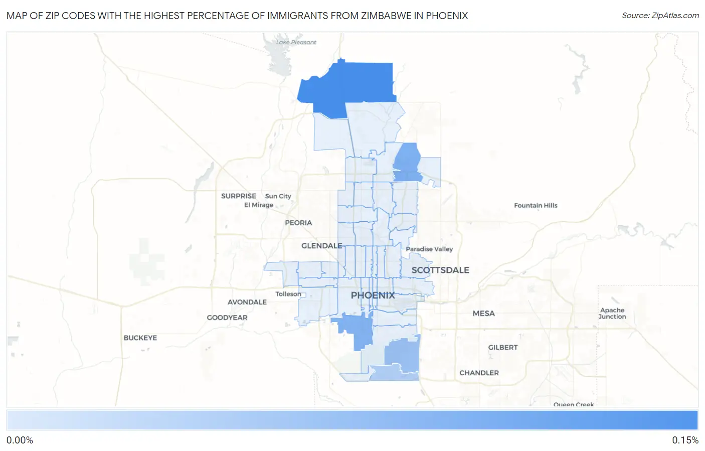 Zip Codes with the Highest Percentage of Immigrants from Zimbabwe in Phoenix Map