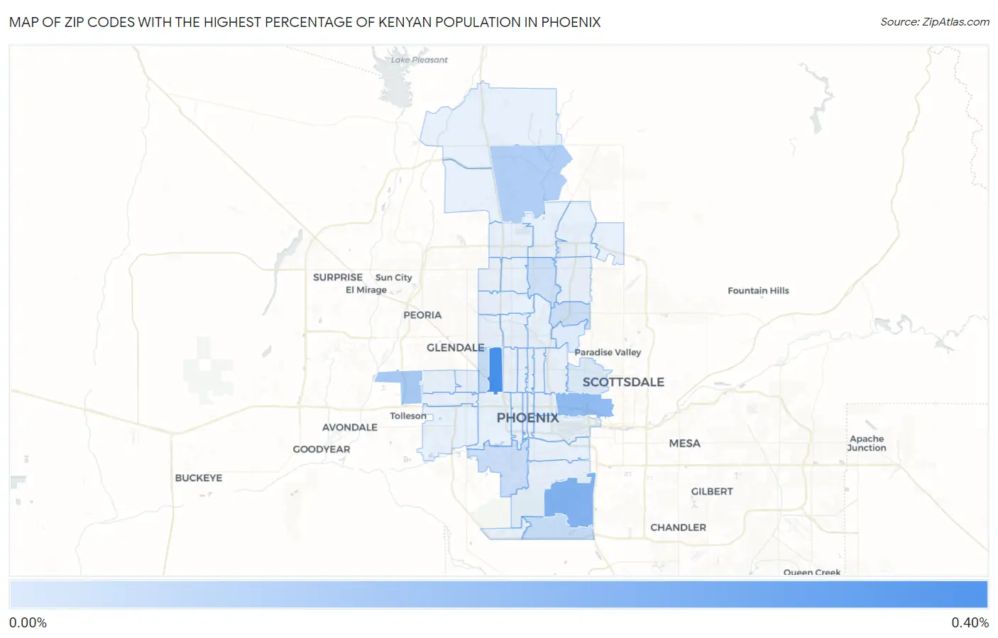Zip Codes with the Highest Percentage of Kenyan Population in Phoenix Map