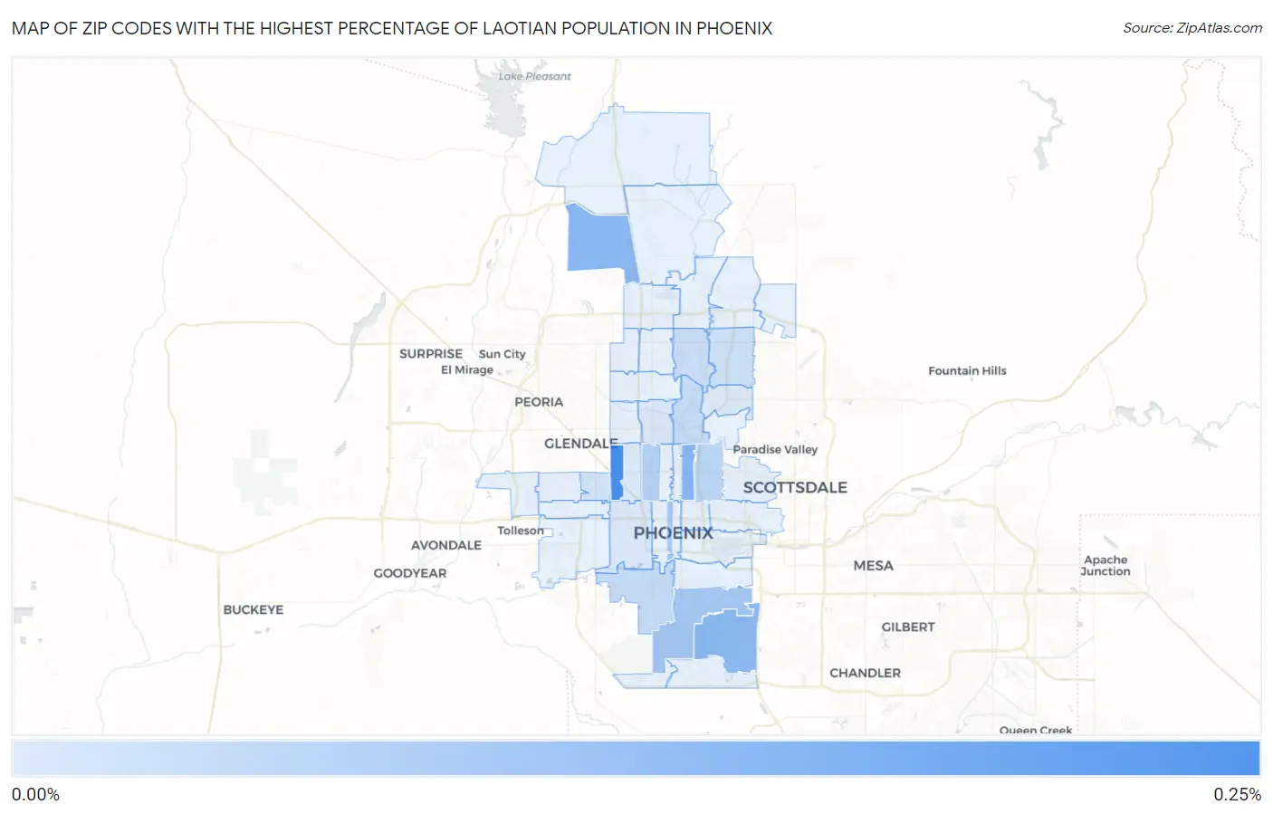 Zip Codes with the Highest Percentage of Laotian Population in Phoenix Map