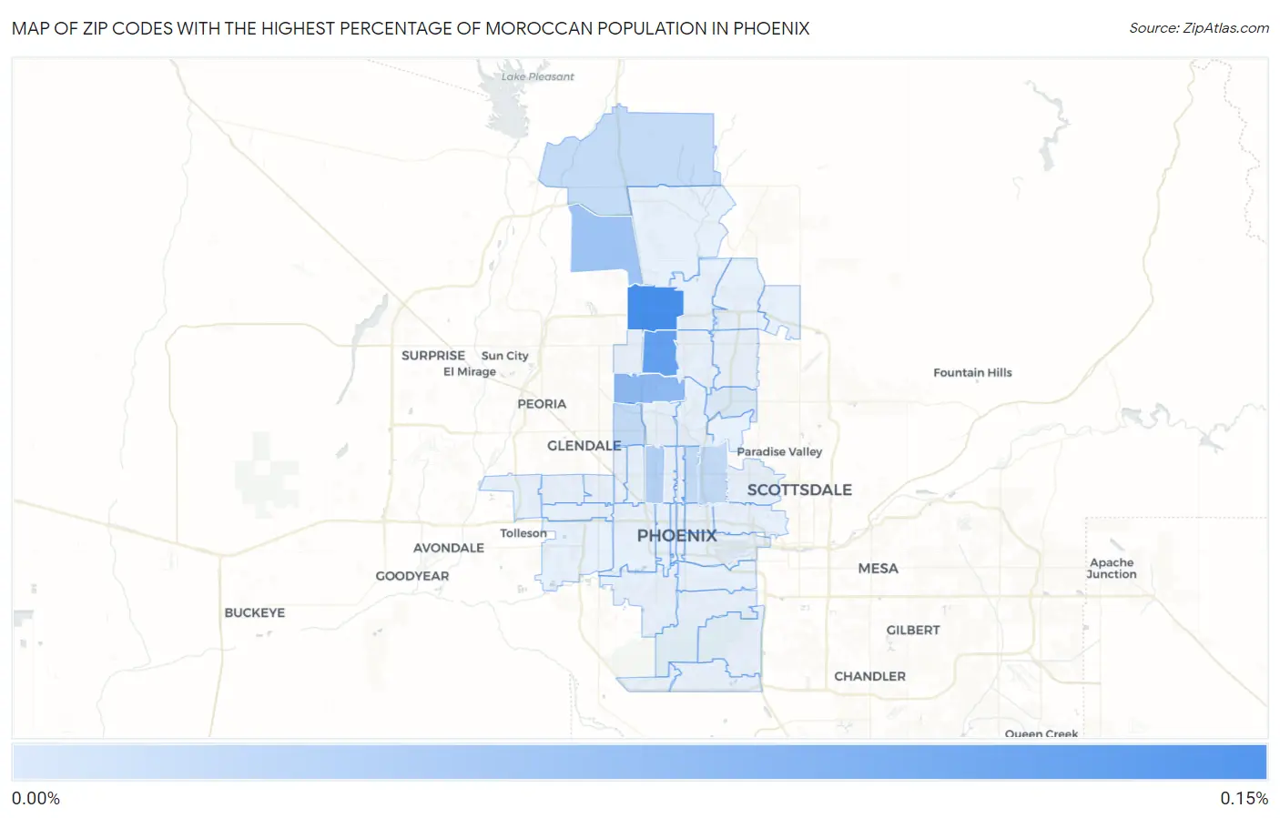 Zip Codes with the Highest Percentage of Moroccan Population in Phoenix Map