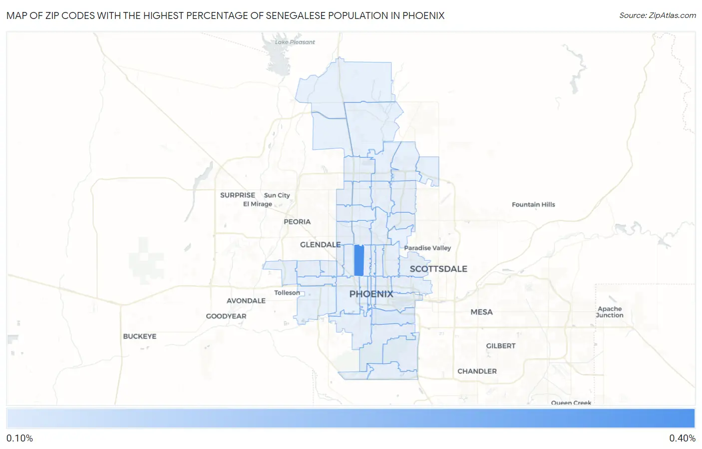 Zip Codes with the Highest Percentage of Senegalese Population in Phoenix Map