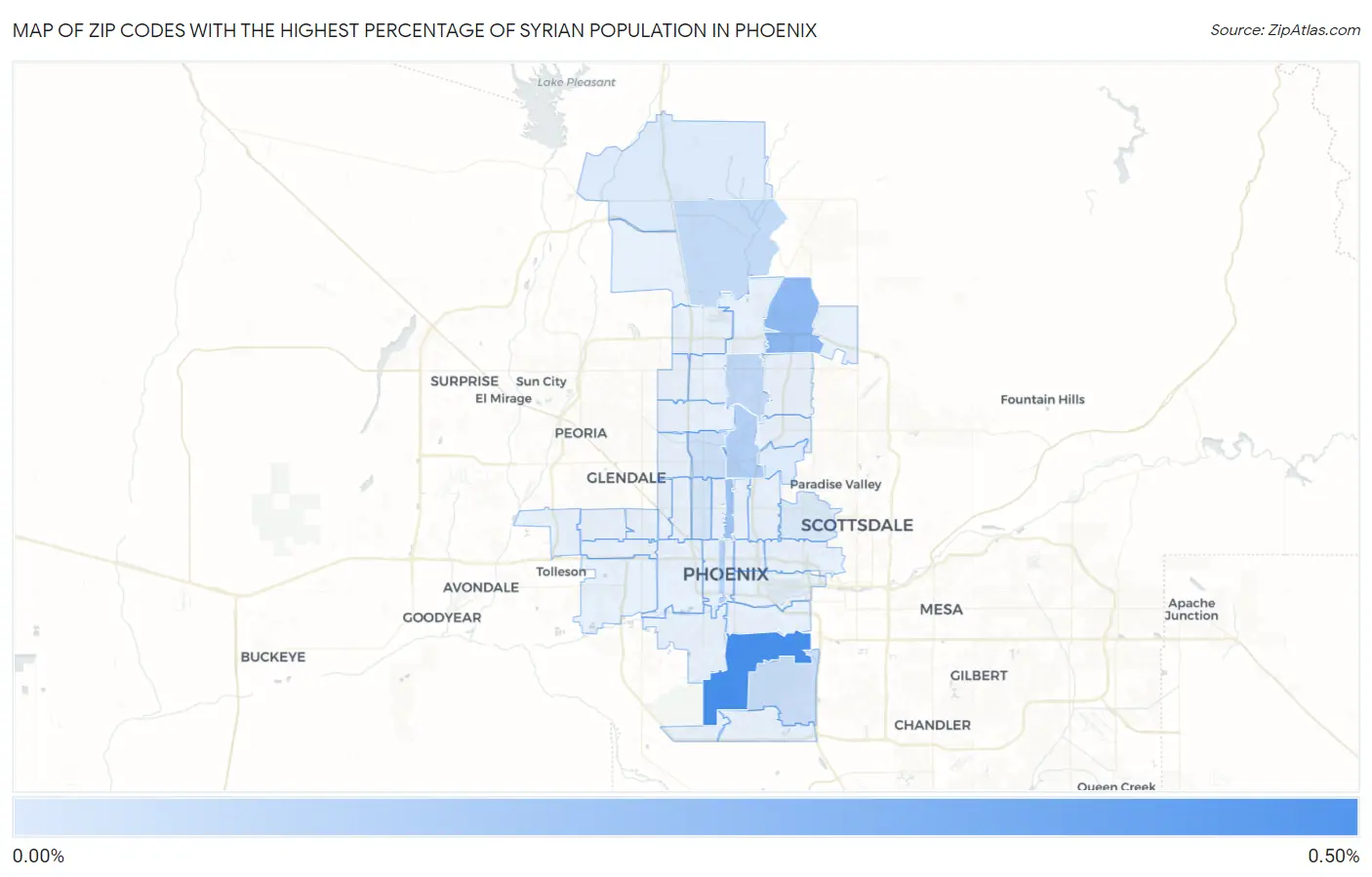 Zip Codes with the Highest Percentage of Syrian Population in Phoenix Map