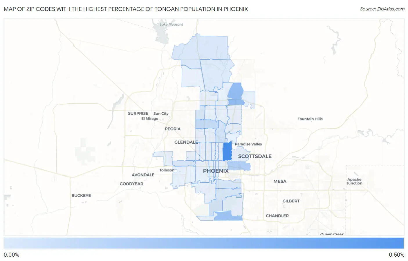Zip Codes with the Highest Percentage of Tongan Population in Phoenix Map