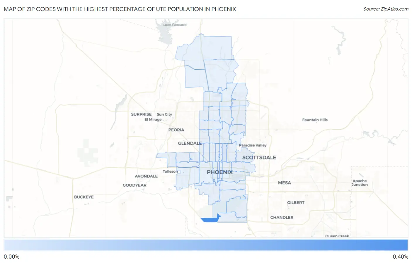 Zip Codes with the Highest Percentage of Ute Population in Phoenix Map