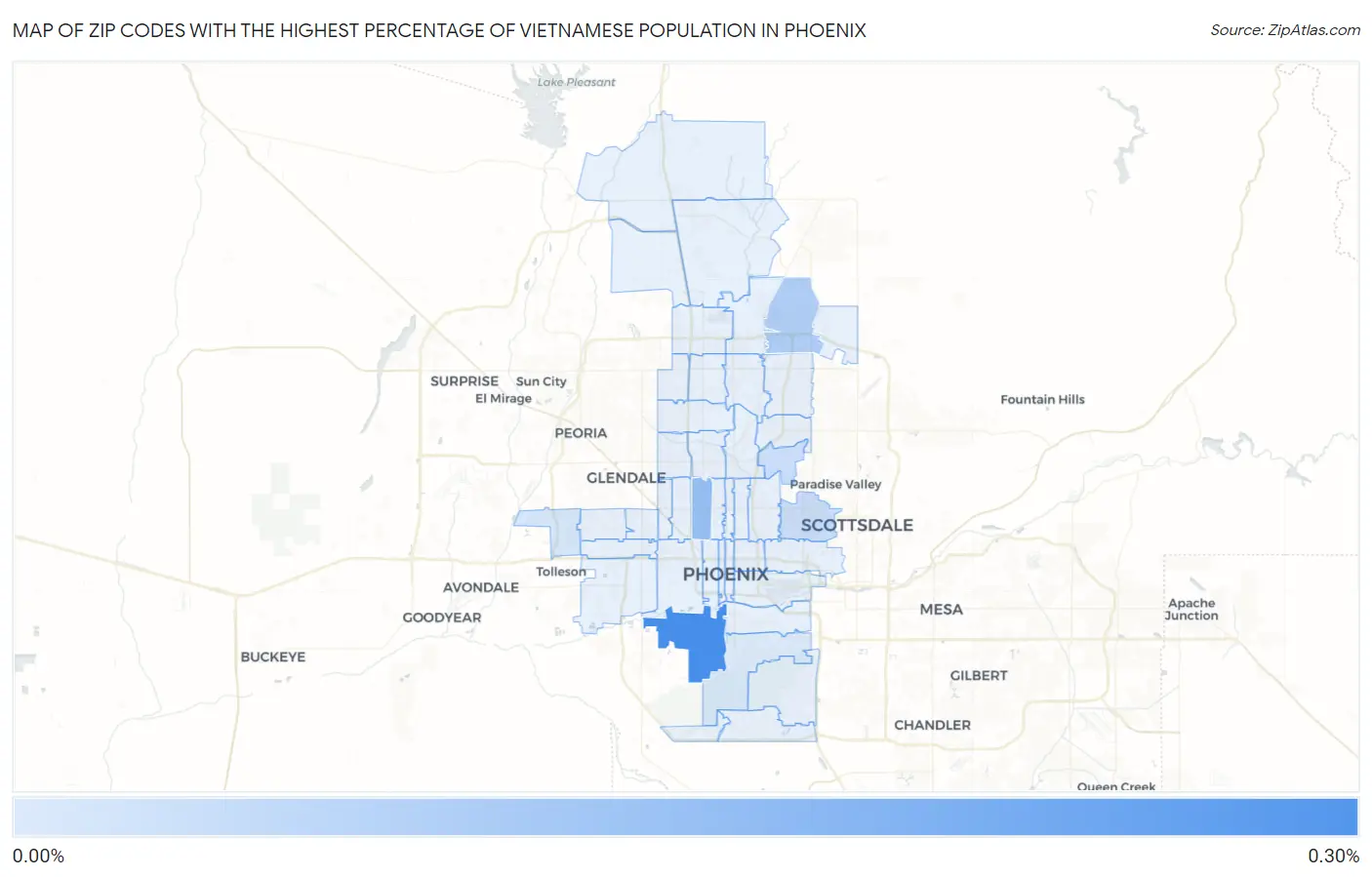 Zip Codes with the Highest Percentage of Vietnamese Population in Phoenix Map