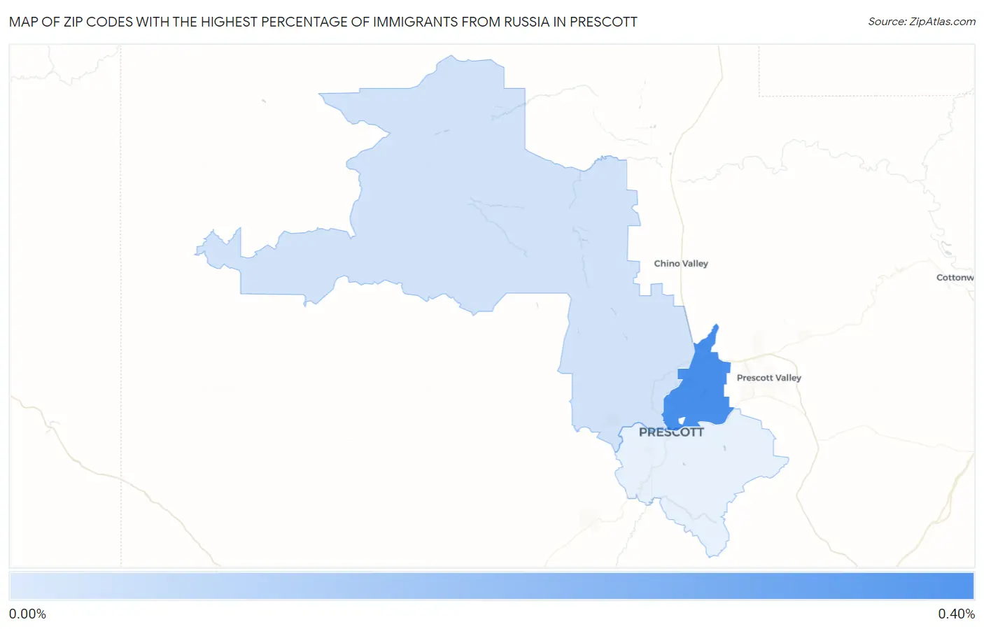 Zip Codes with the Highest Percentage of Immigrants from Russia in Prescott Map