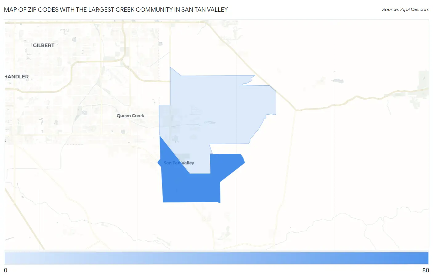 Zip Codes with the Largest Creek Community in San Tan Valley Map