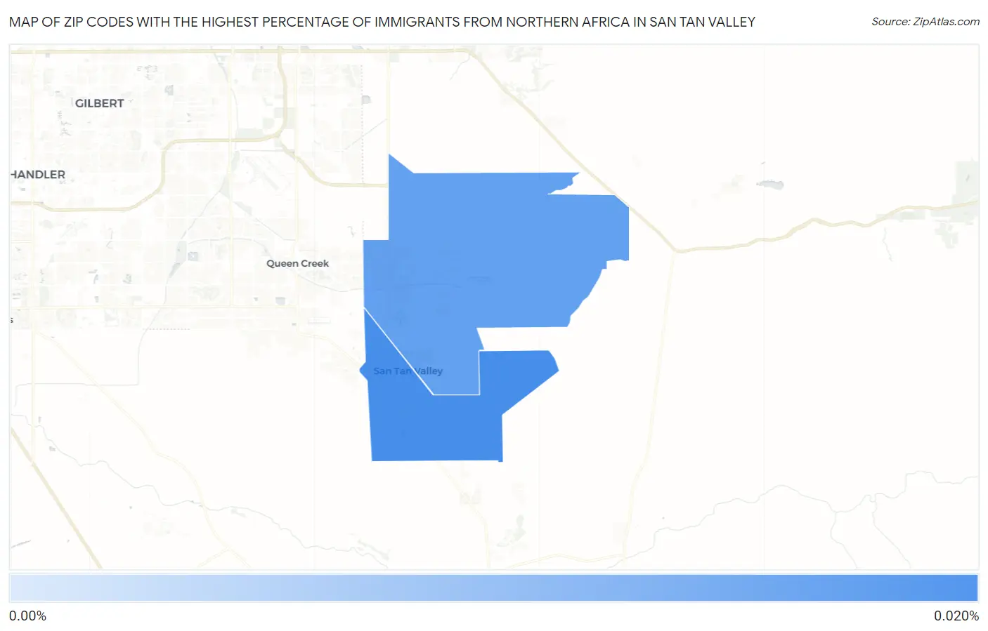 Zip Codes with the Highest Percentage of Immigrants from Northern Africa in San Tan Valley Map