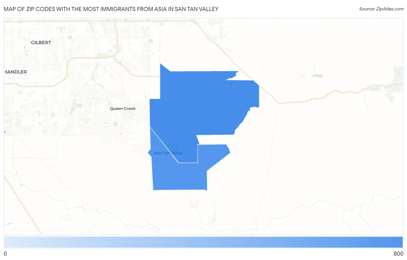 Zip Codes with the Most Immigrants from Asia in San Tan Valley Map