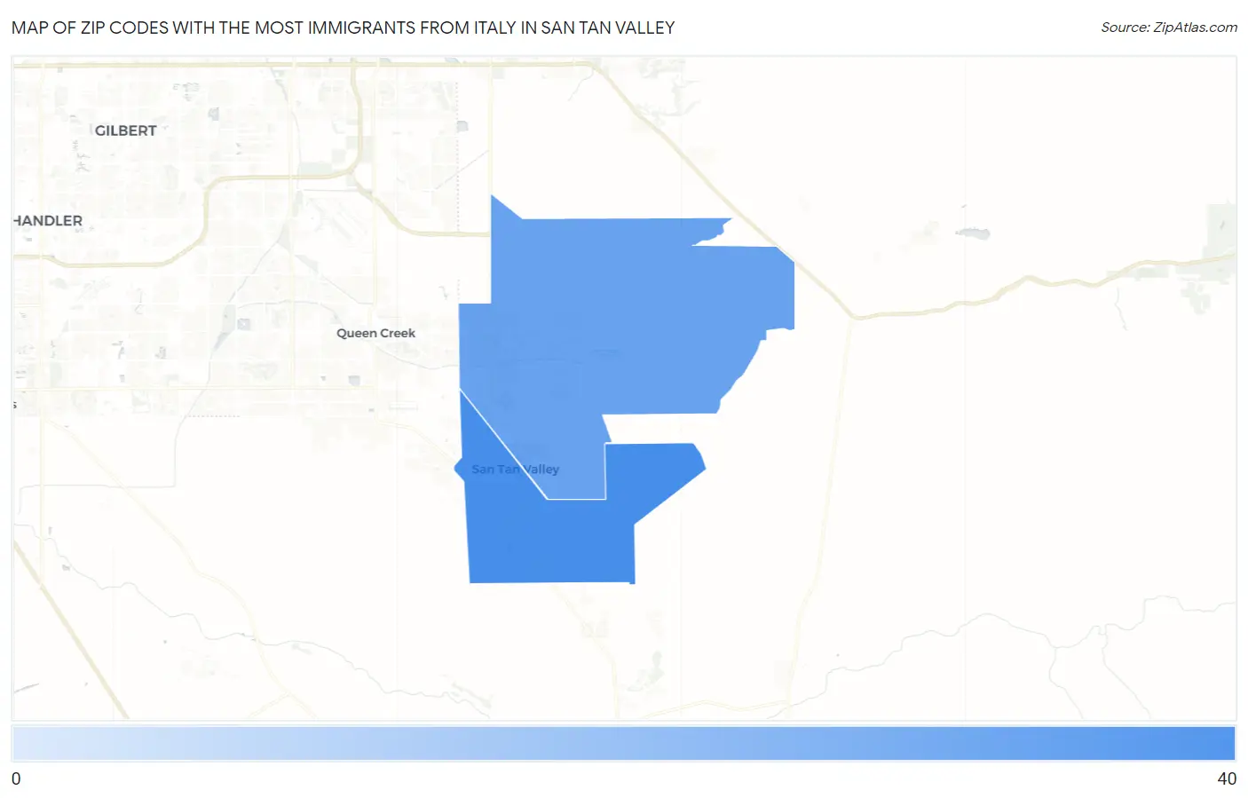 Zip Codes with the Most Immigrants from Italy in San Tan Valley Map