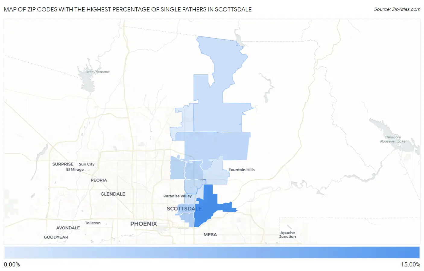 Zip Codes with the Highest Percentage of Single Fathers in Scottsdale Map