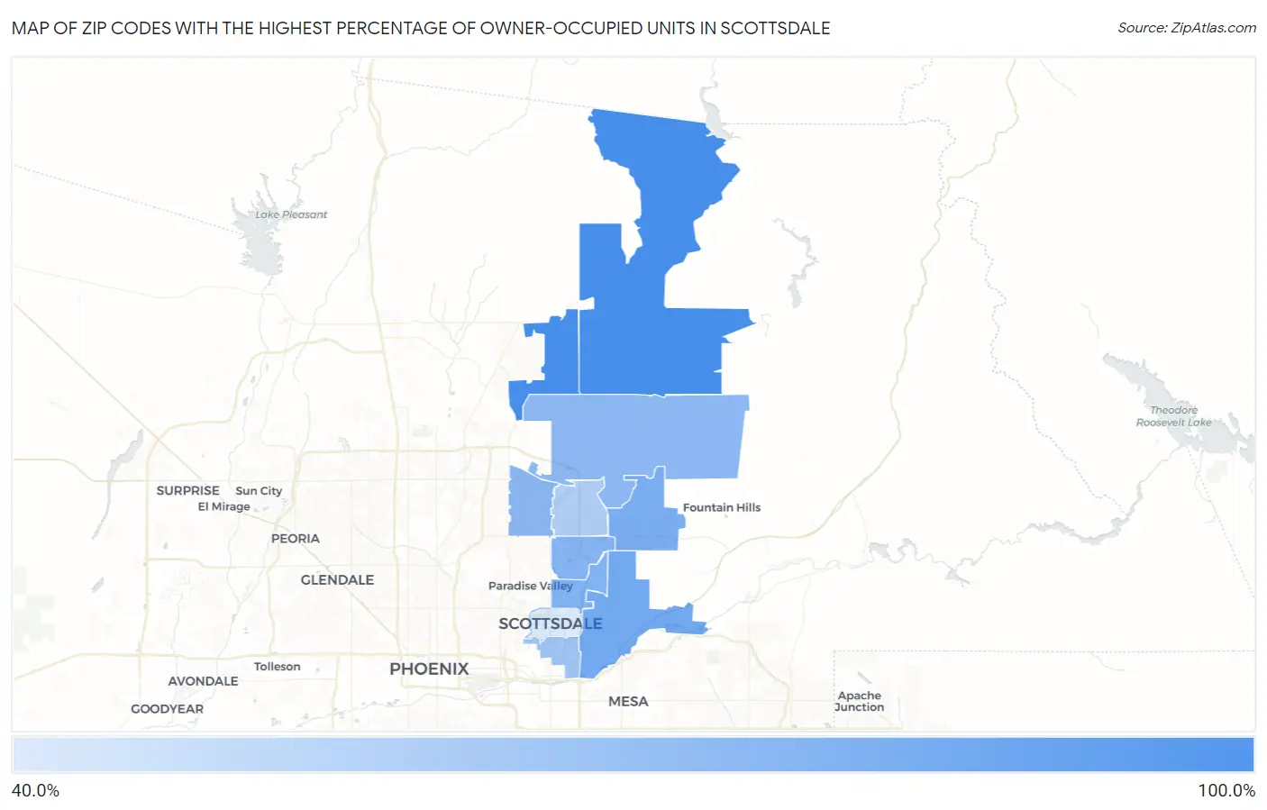 Zip Codes with the Highest Percentage of Owner-Occupied Units in Scottsdale Map
