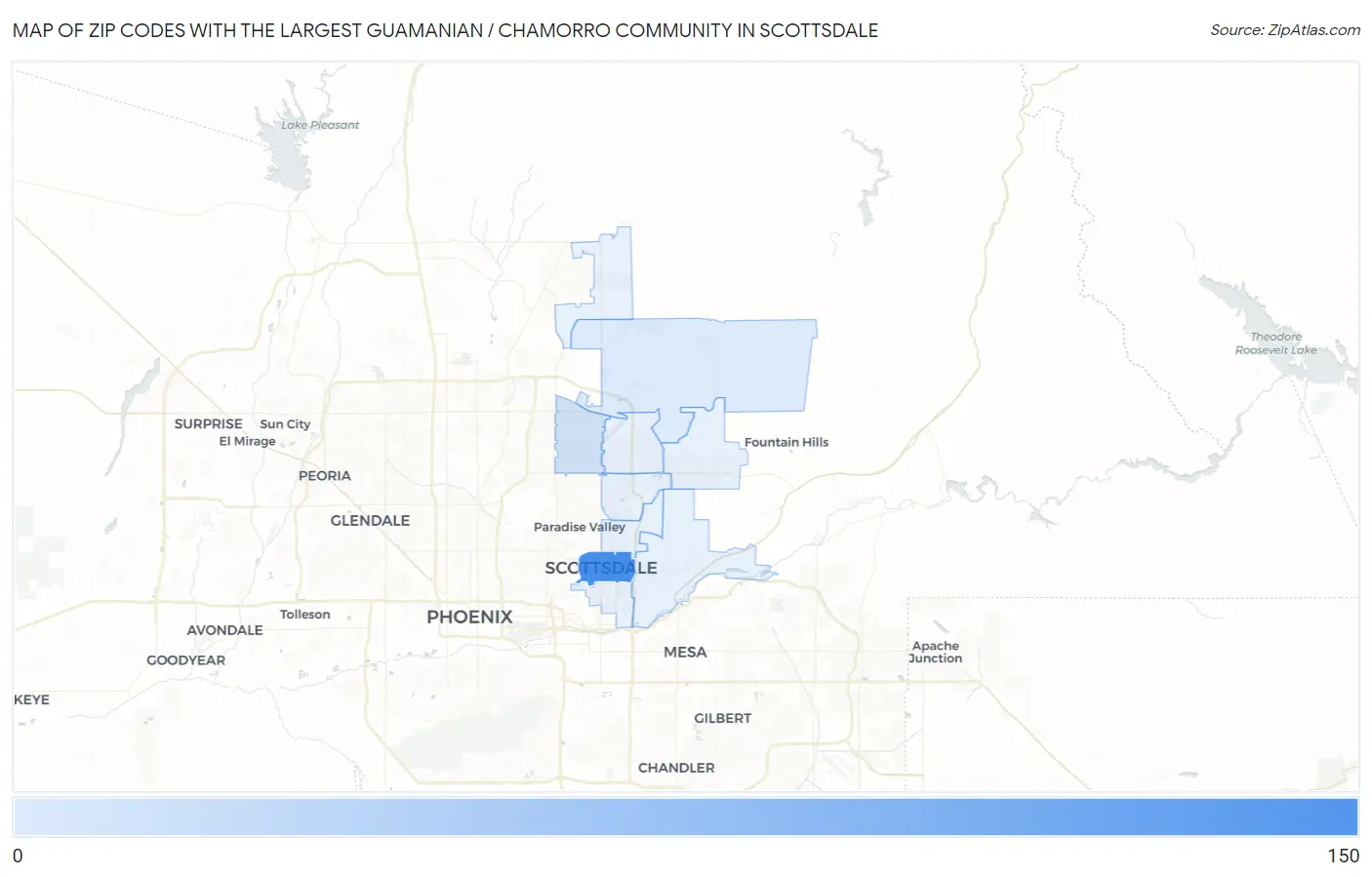 Zip Codes with the Largest Guamanian / Chamorro Community in Scottsdale Map