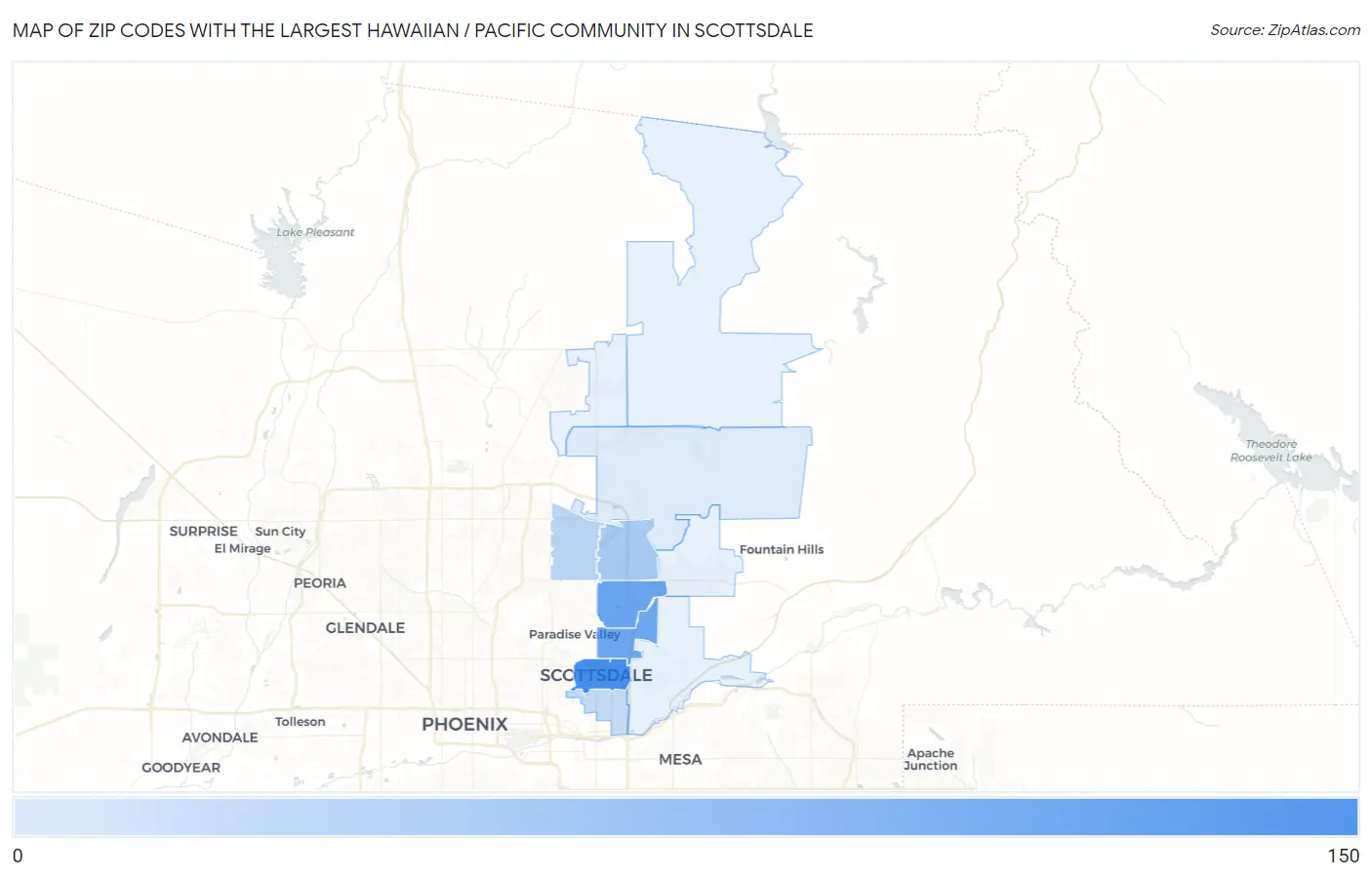 Zip Codes with the Largest Hawaiian / Pacific Community in Scottsdale Map