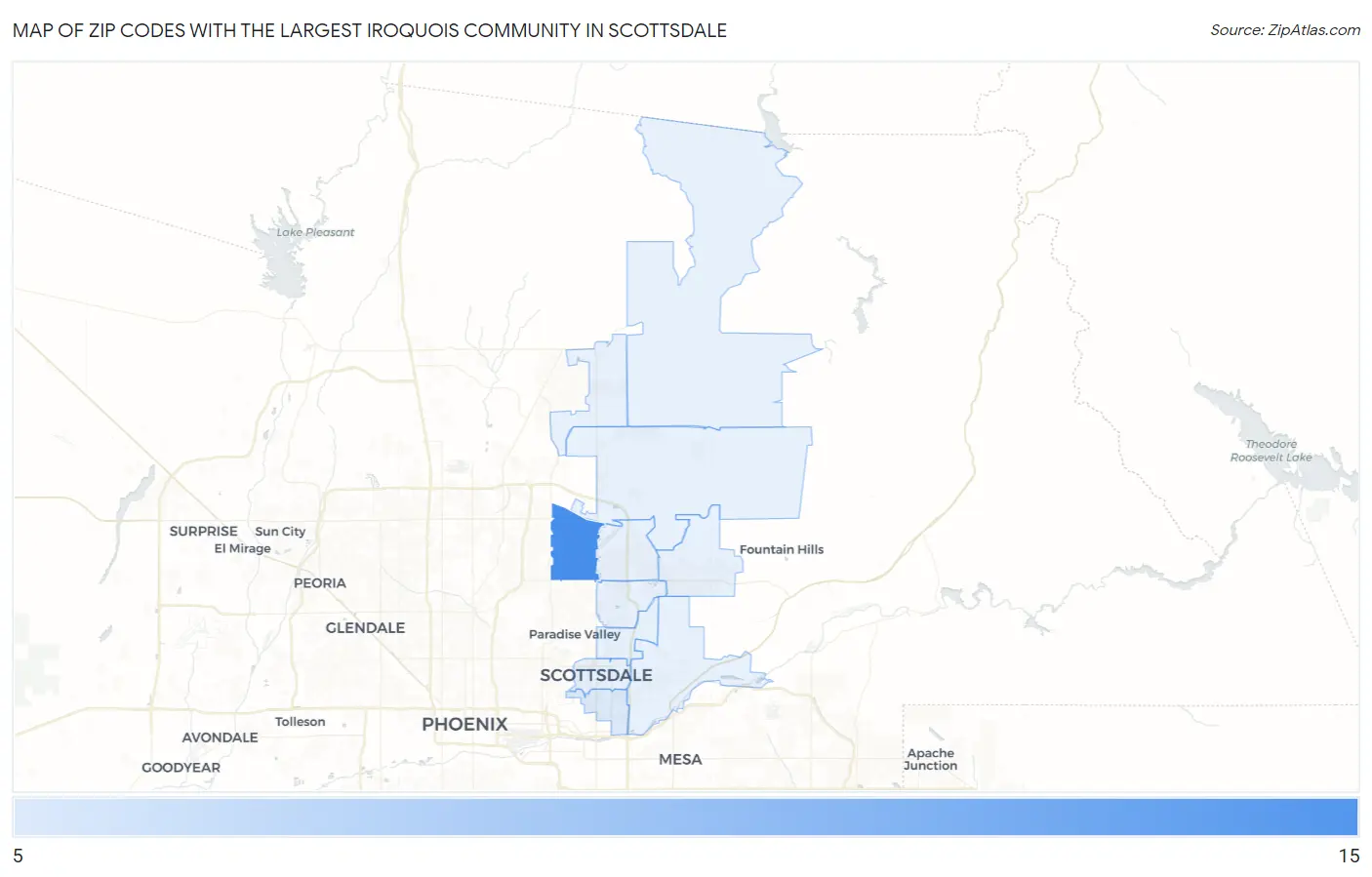 Zip Codes with the Largest Iroquois Community in Scottsdale Map