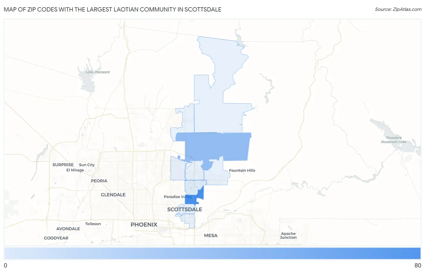 Zip Codes with the Largest Laotian Community in Scottsdale Map