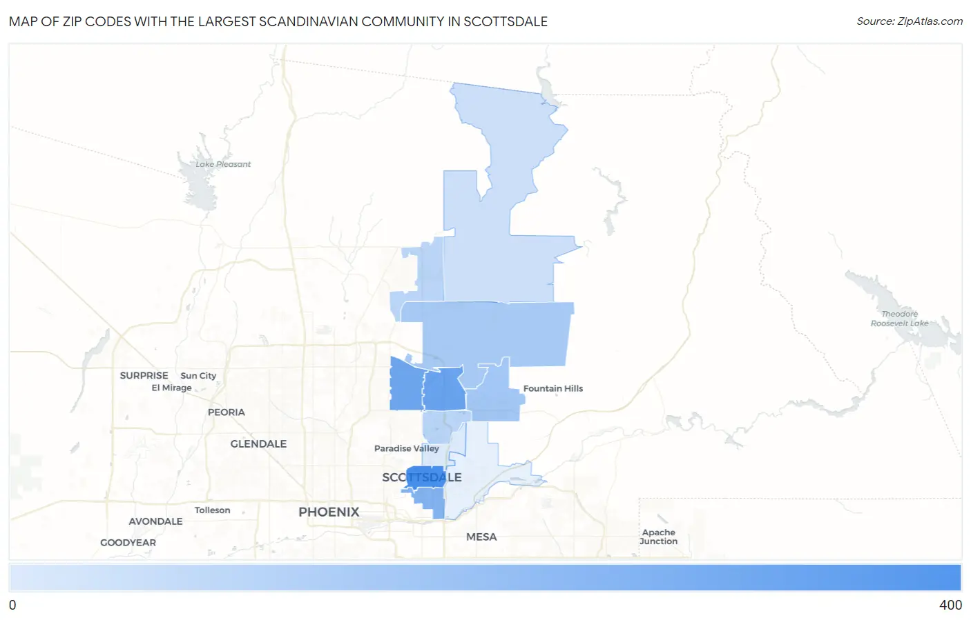 Zip Codes with the Largest Scandinavian Community in Scottsdale Map
