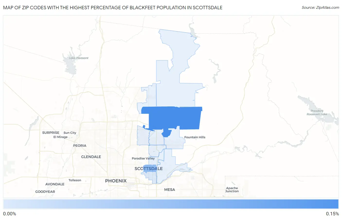 Zip Codes with the Highest Percentage of Blackfeet Population in Scottsdale Map
