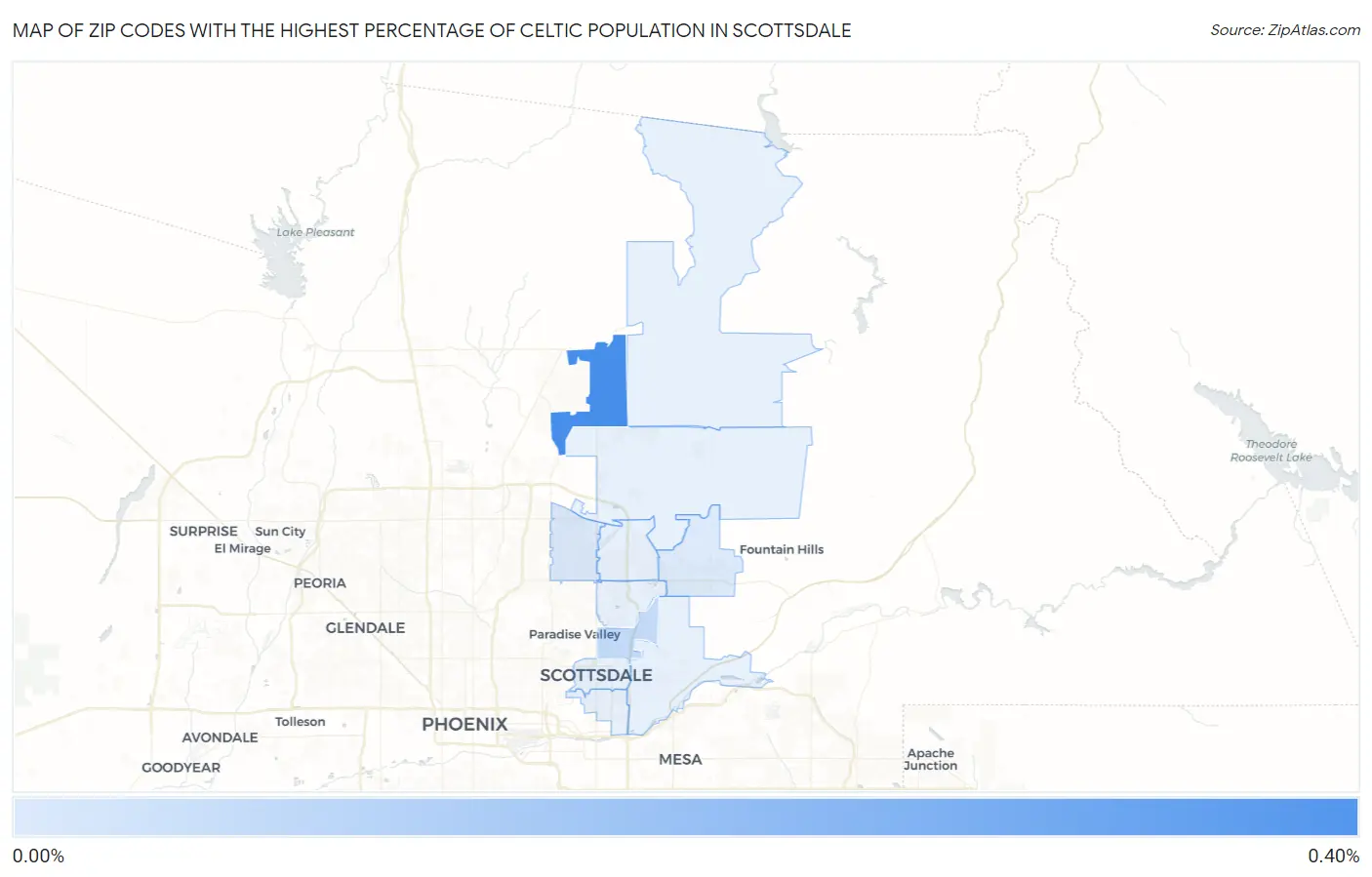 Zip Codes with the Highest Percentage of Celtic Population in Scottsdale Map