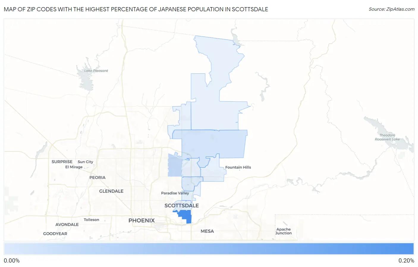 Zip Codes with the Highest Percentage of Japanese Population in Scottsdale Map